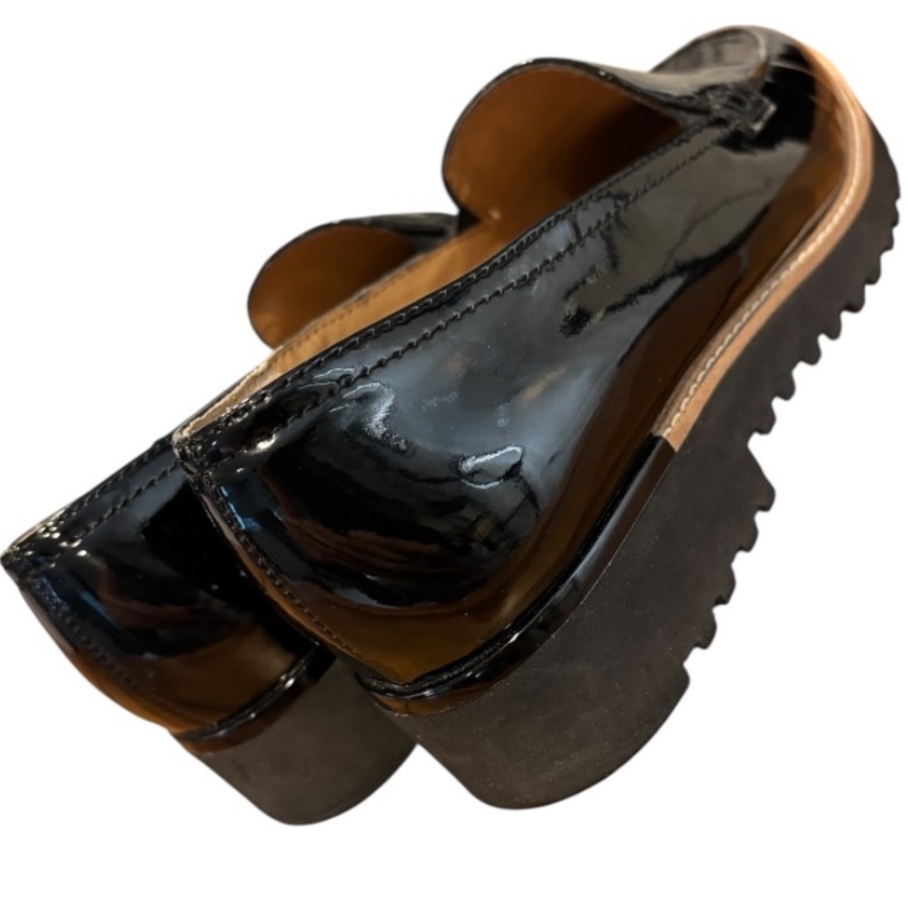 Franco Sarto Women’s Cypress Black Shiny Slip On Chunk Lug Loafers Size 6.5 - Picture 2 of 11